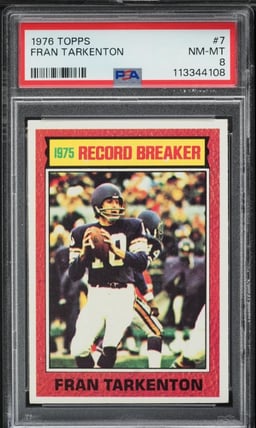 1976 Topps Football Fran Tarkenton RECORD BREAKER #7 PSA 8 NM-MT