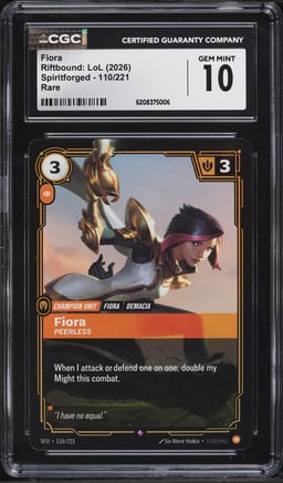 2026 Riftbound League Of Legends LoL Spiritforged Fiora #110a CGC 10 GEM MINT