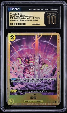 2023 One Piece Japanese Premium Best Selection Vol.1 Alt Art Thunder Bolt #OP03-121 CGC 10
