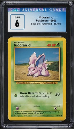 1999 Pokemon Base Set Nidoran #55 CGC 6 EXMT
