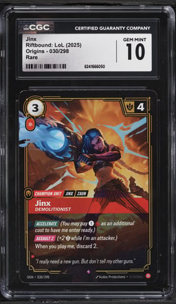 2025 Riftbound League Of Legends LoL Origins Jinx #30 CGC 10 GEM MINT