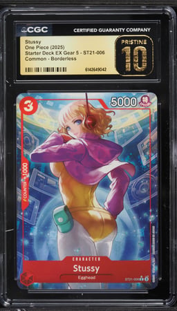2025 One Piece Starter Deck EX Gear 5 Borderless Alt Art Stussy #ST21-006 CGC 10 PRISTINE