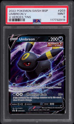2022 Pokemon Sword and Shield Black Star Promo Heroes Tins Umbreon V #SWSH203 PSA 9