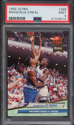 1992 Ultra Basketball Shaquille O'Neal ROOKIE #328 PSA 9 MINT