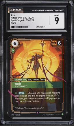 2026 Riftbound League Of Legends LoL Spiritforged Azir #050 CGC 9 MINT
