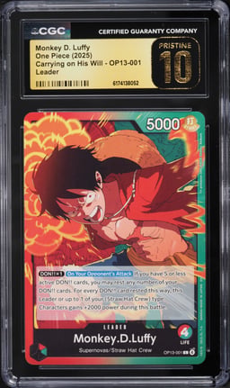2025 One Piece Carrying on His Will Monkey D. Luffy #OP13-001 CGC 10 PRISTINE