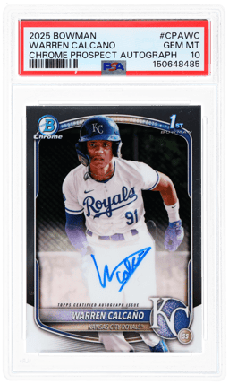 2025 Bowman Chrome Prospect Autograph Warren Calcano #CPAWC PSA 10