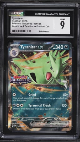 2025 Pokemon SV Prismatic Evolutions Premium Collection Holo Tyranitar ex #64 CGC 9 MINT