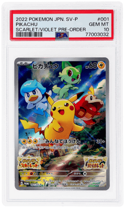 2022 Pokemon Scarlet and Violet Promo Japanese Early Purchase Bonus Exclusive Pikachu #001SVP PSA 10