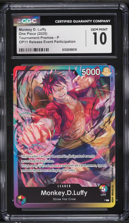 2025 One Piece Promo Tournament Release Event Participation Monkey D. Luffy #P CGC 10 GEM MINT