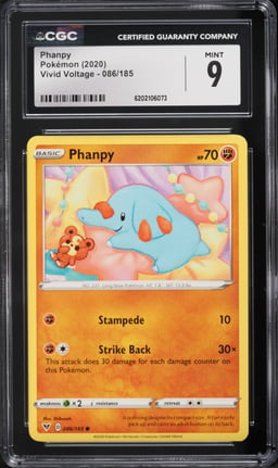 2020 Pokemon Sword & Shield Vivid Voltage Miscut Phanpy #86 CGC 9 MINT