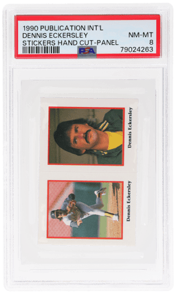 1990 Publication International Stickers Hand Cut Panel Dennis Eckersley PSA 8
