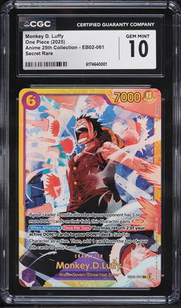 2025 One Piece Anime 25th Collection SEC Monkey D. Luffy #EB02-061 CGC 10 GEM MINT