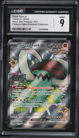 2025 Pokemon SV Promo Paldean Fates Premium Full Art Great Tusk EX #72 CGC 9 MINT