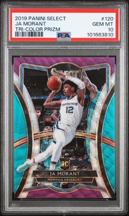 2019 PANINI SELECT TRI-COLOR PRIZM #120 JA MORANT PSA 10