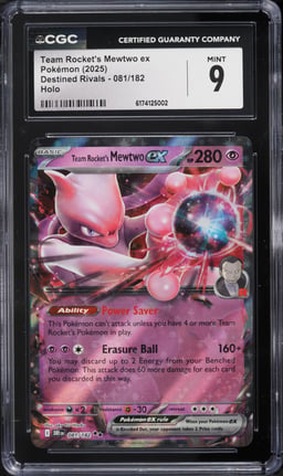 2025 Pokemon Scarlet & Violet Destined Rivals Holo Team Rocket's Mewtwo EX #81 CGC 9 MINT