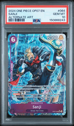 2024 ONE PIECE OP07-500 YEARS IN THE FUTURE 064 SANJI ALTERNATE ART PSA 10