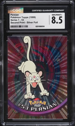 1999 Pokemon Topps Series 1 Second Print Silver Foil Persian #53 CGC 8.5 NM-MT+