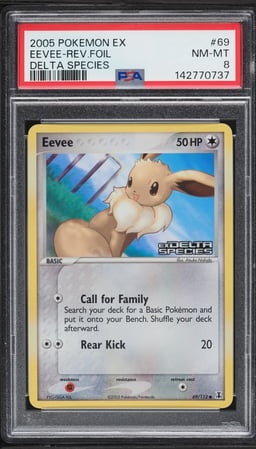 2005 Pokemon EX Delta Species Reverse Holo Eevee #69 PSA 8 NM-MT