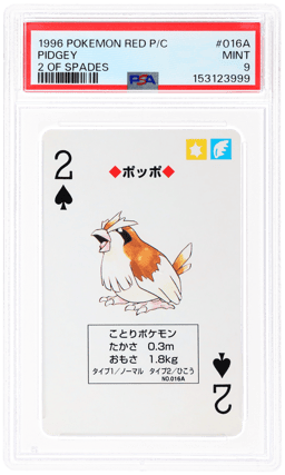 1996 Pokemon Red Version Playing Cards 2 of Spades Pidgey #016A PSA 9