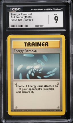1999 Pokemon Base Set Energy Removal #92 CGC 9 MINT