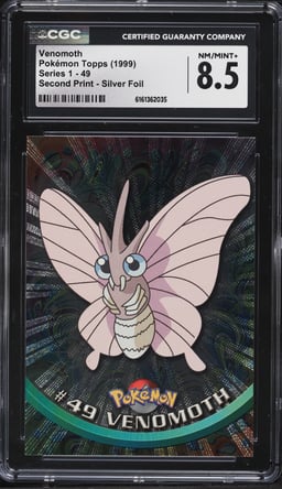 1999 Topps Pokemon Series 1 Silver Foil Venomoth #49 CGC 8.5 NM-MT+