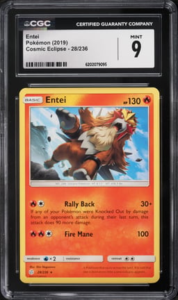 2019 Pokemon Cosmic Eclipse Entei #28 CGC 9 MINT