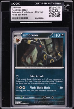 2025 Pokemon Scarlet & Violet Prismatic Evolutions Poke Ball Reverse Holo Umbreon #59 CGC AUTH