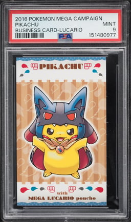 2016 Pokemon Japanese Strong Cute Mega Campaign Business Cards Lucario Pikachu PSA 9 MINT