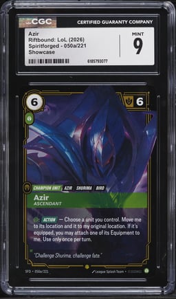 2026 Riftbound League Of Legends LoL Spiritforged Azir #50a CGC 9 MINT