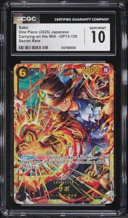 2025 One Piece Japanese Carrying On His Will SEC Sabo #OP13-120 CGC 10 GEM MINT