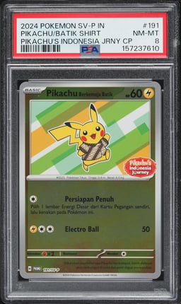 2024 Pokemon Indonesian Scarlet & Violet Promo Journey Pikachu In Batik Shirt #191 PSA 8 NM-MT