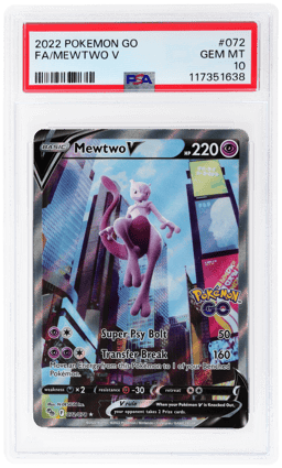 2022 Pokemon Go Full Art Mewtwo V #072 PSA 10