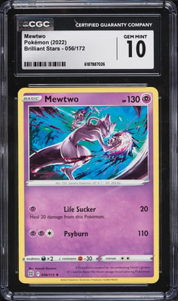 2022 Pokemon Sword & Shield Brilliant Stars Mewtwo #056 CGC 10 GEM MINT
