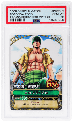 2008 One Piece Onepy Berry Match Promo Berry Redemption Roronoa Zoro #PBC002 PSA 10