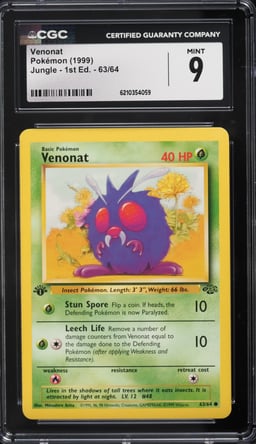 1999 Pokemon Jungle 1st Edition Venonat #63 CGC 9 MINT