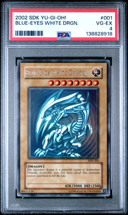 2002 YU-GI-OH! STARTER DECK: KAIBA 001 BLUE-EYES WHITE DRAGON PSA 4