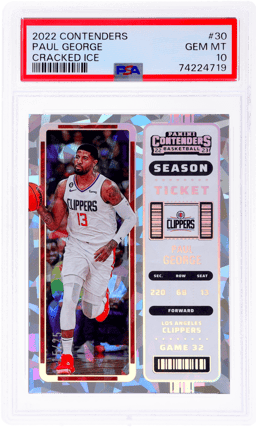 2022 Panini Contenders Cracked Ice Ticket Paul George #30 15/25 PSA 10