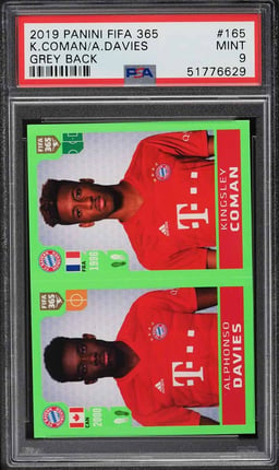 2019 Panini FIFA 365 Gray Back Kingsley Coman & Alphonso Davies #165 PSA 9 MINT