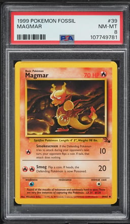 1999 Pokemon Fossil Magmar #39 PSA 8 NM-MT