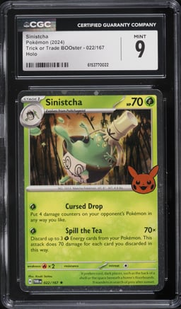 2024 Pokemon SV Trick Or Trade BOOster Holo Sinistcha #022 CGC 9 MINT