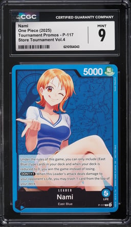 2025 One Piece Promo Store Tournament Vol.4 Leader Nami #P-117 CGC 9 MINT