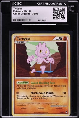 2011 Pokemon Call Of Legends Tyrogue #36 CGC AUTH
