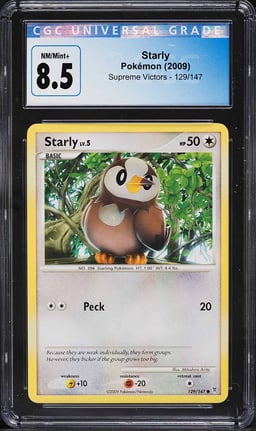 2009 Pokemon Platinum Supreme Victors Starly #129 CGC 8.5 NM-MT+