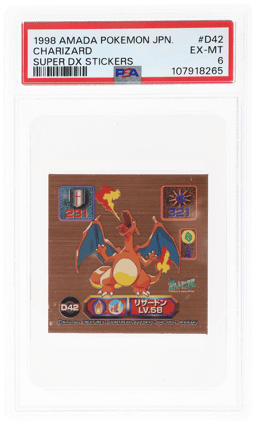 1998 Amada Super Dx Pokemon Stickers Charizard #D42 PSA 6