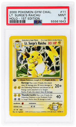 2000 Pokemon Gym Challenge 1st Edition Holo Lt. Surge's Raichu #11 PSA 9