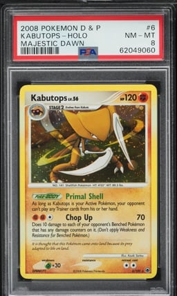 2008 Pokemon Diamond & Pearl Majestic Dawn Holo Kabutops #6 PSA 8 NM-MT