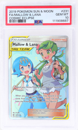 2019 Pokemon Sun and Moon Cosmic Eclipse Lana/Mallow #231 PSA 10