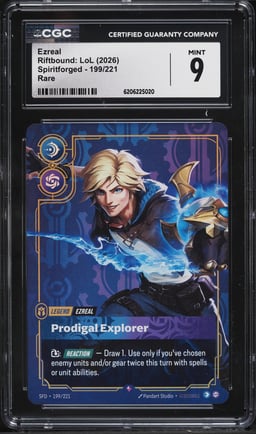 2026 Riftbound League Of Legends LoL Spiritforged Ezreal #199 CGC 9 MINT