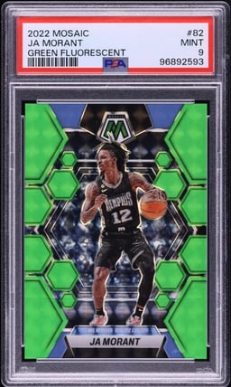 2022 Panini Mosaic Green Fluorescent Ja Morant /10 #82 PSA 9 MINT